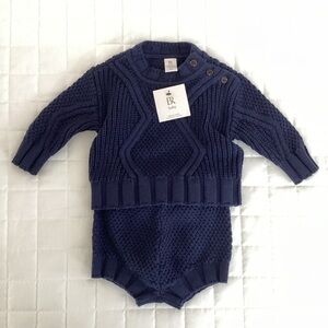 NWT Banana Republic Baby Navy Knit Sweater & Bloomer Set 6–9M